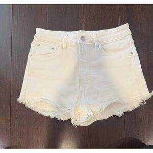Zara Shorts Womens 6 White Denim Cutoffs Frayed High Rise Cotton Casual